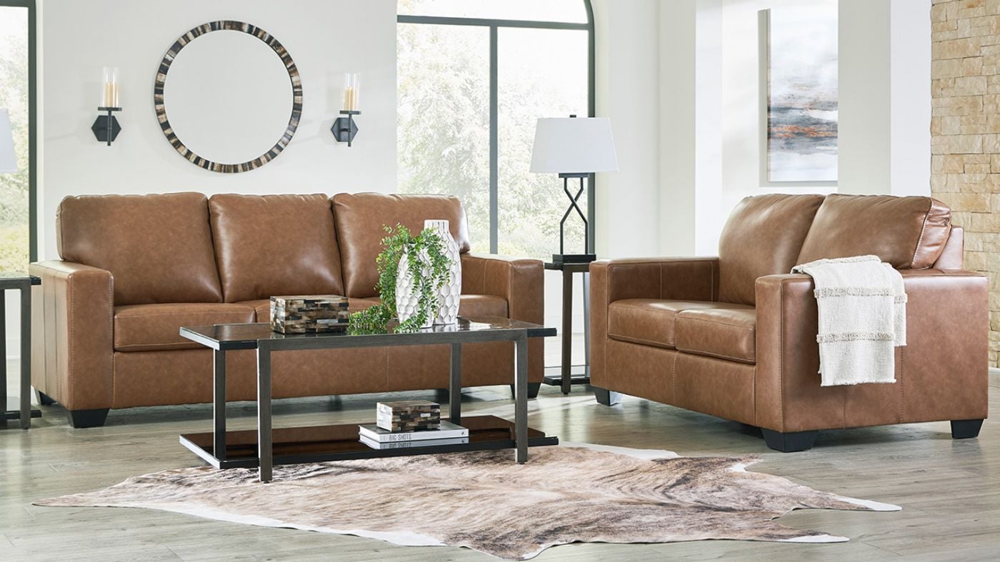 Picture of Bolsena Leather Sofa Set - Brown