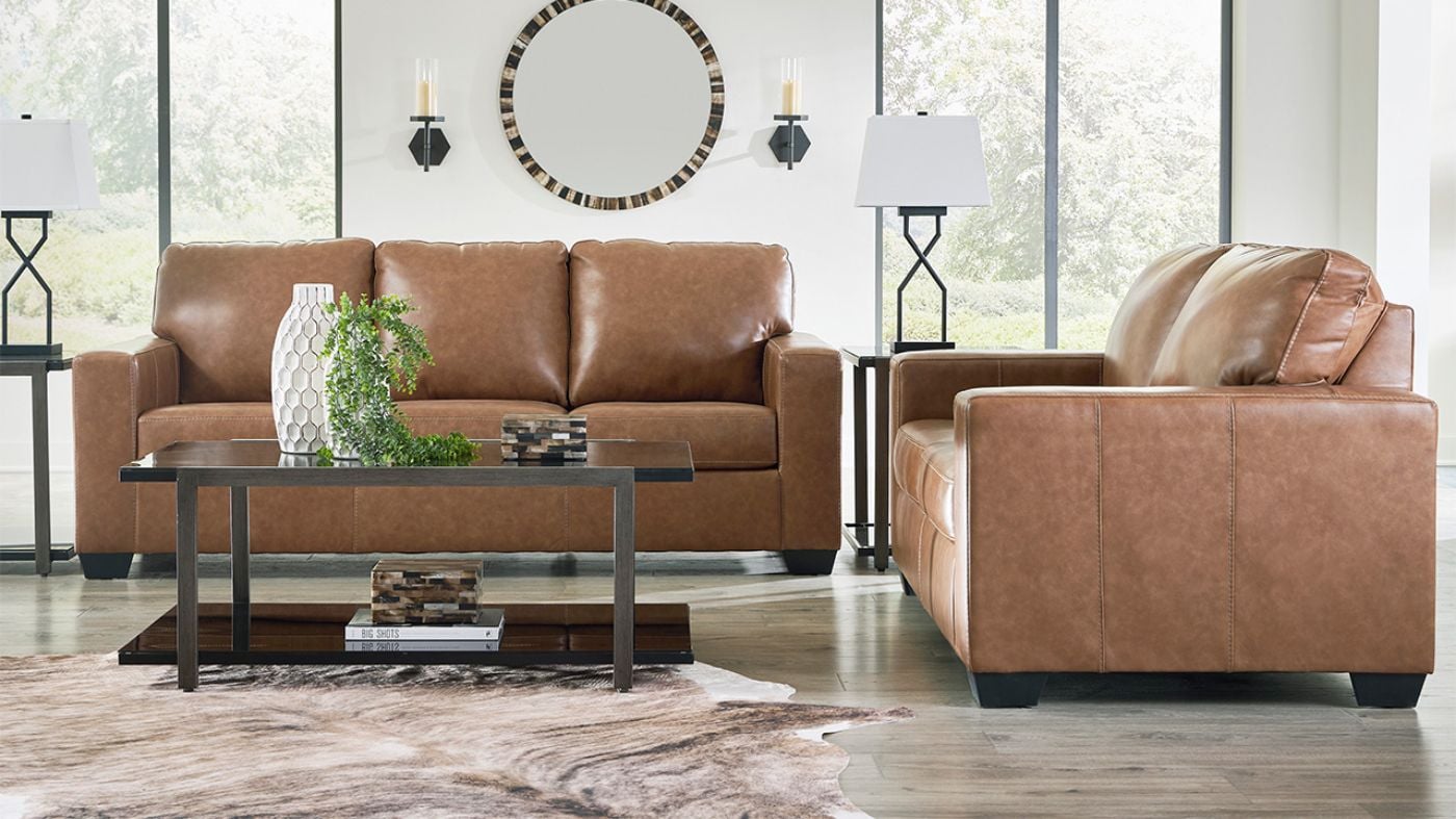 Picture of Bolsena Leather Sofa Set - Brown