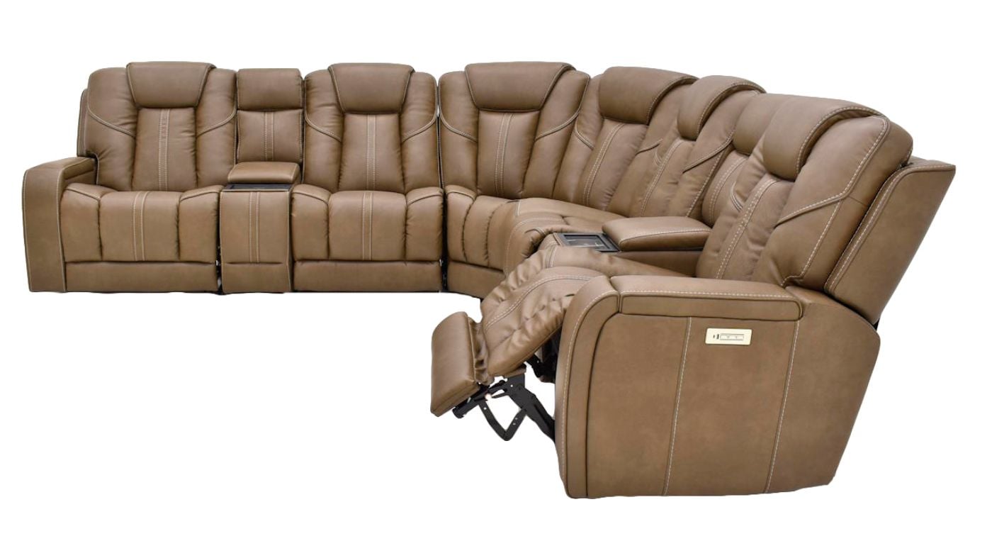 Picture of Alpha Power Sectional - Brown