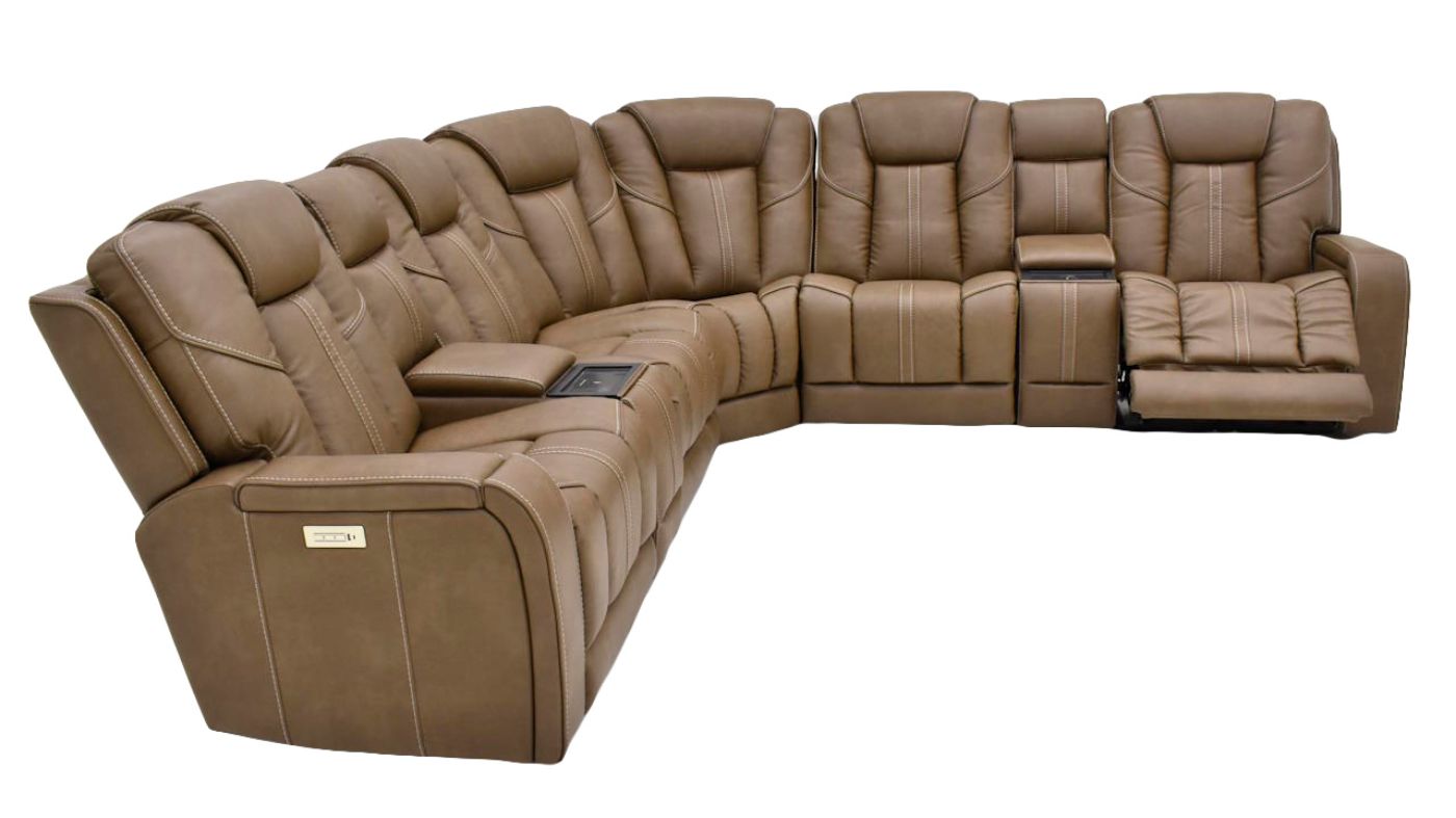 Picture of Alpha Power Sectional - Brown