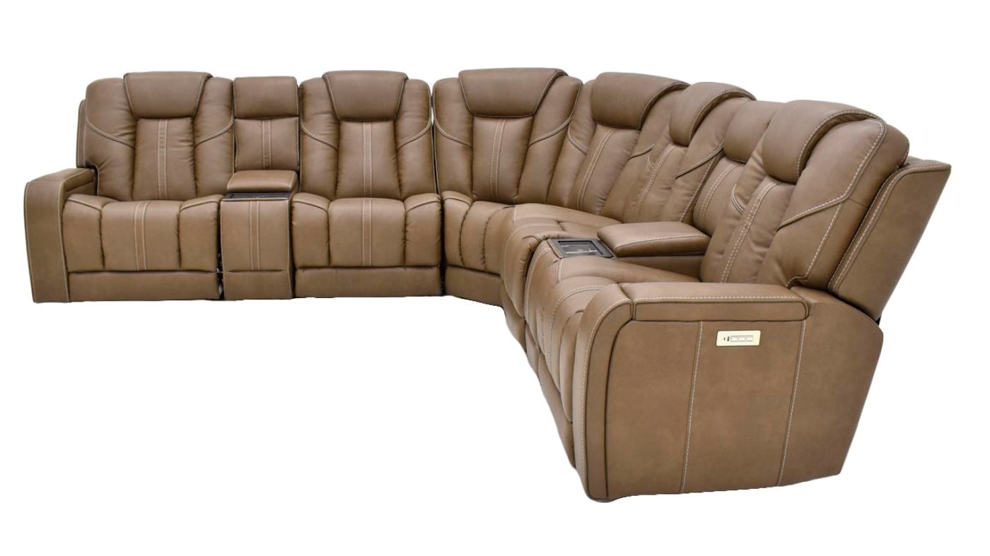 Picture of Alpha Power Sectional - Brown