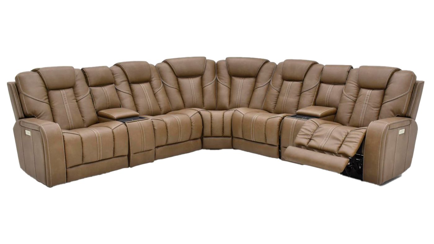 Picture of Alpha Power Sectional - Brown