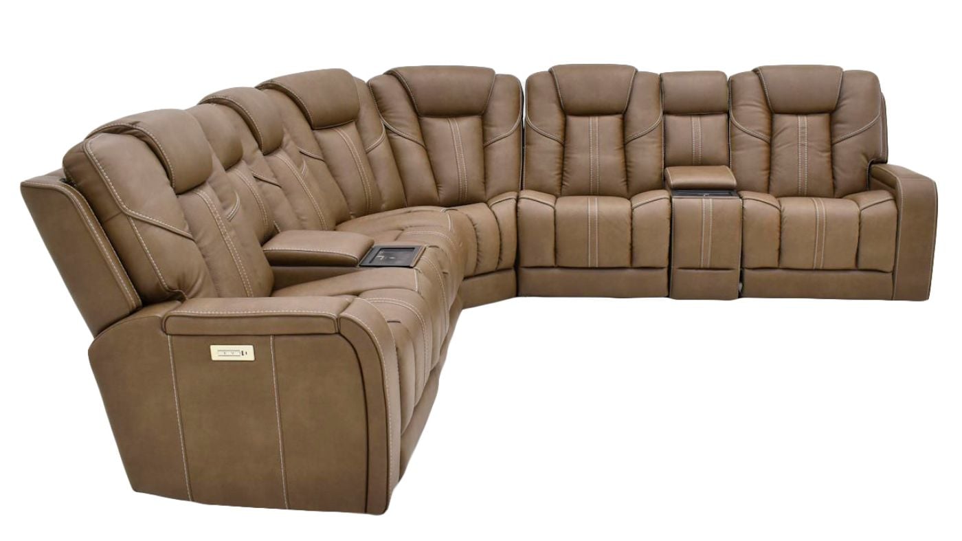 Picture of Alpha Power Sectional - Brown
