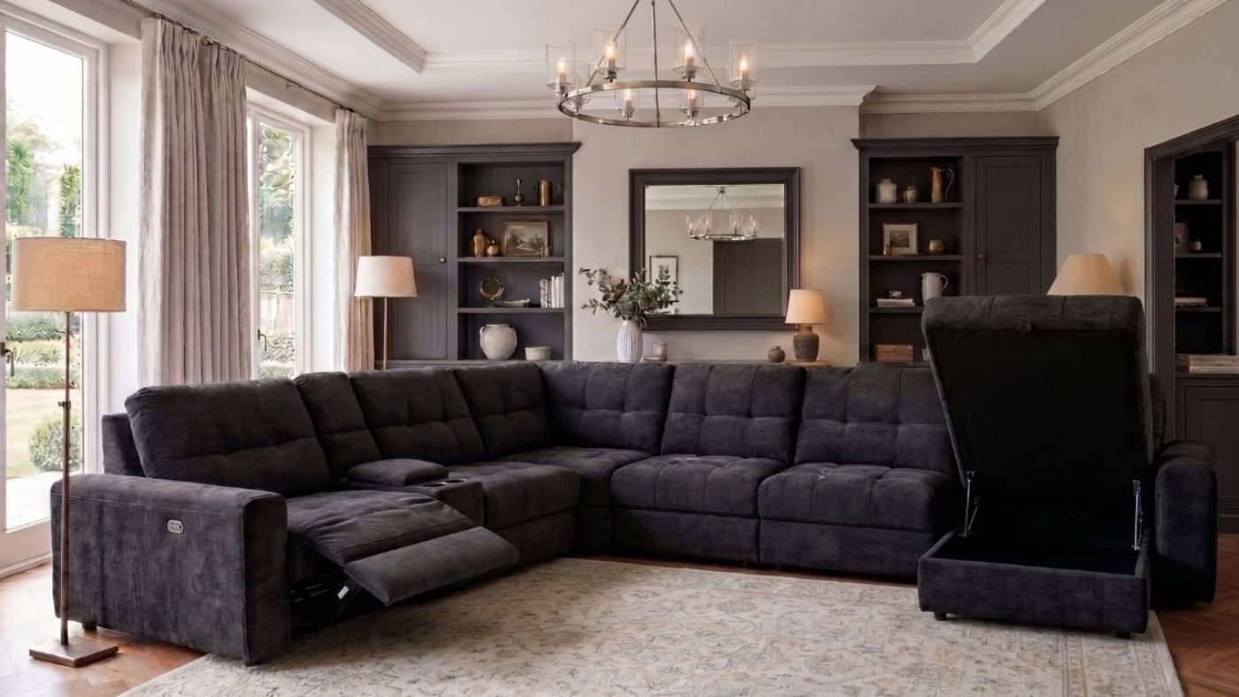 Picture of Lucie Power Slider Sectional - Black