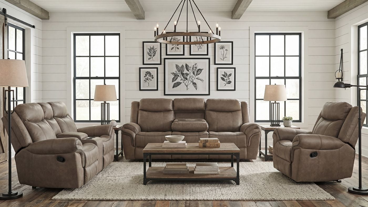 Picture of Sorrento 3-Piece Reclining Sofa Set - Brown