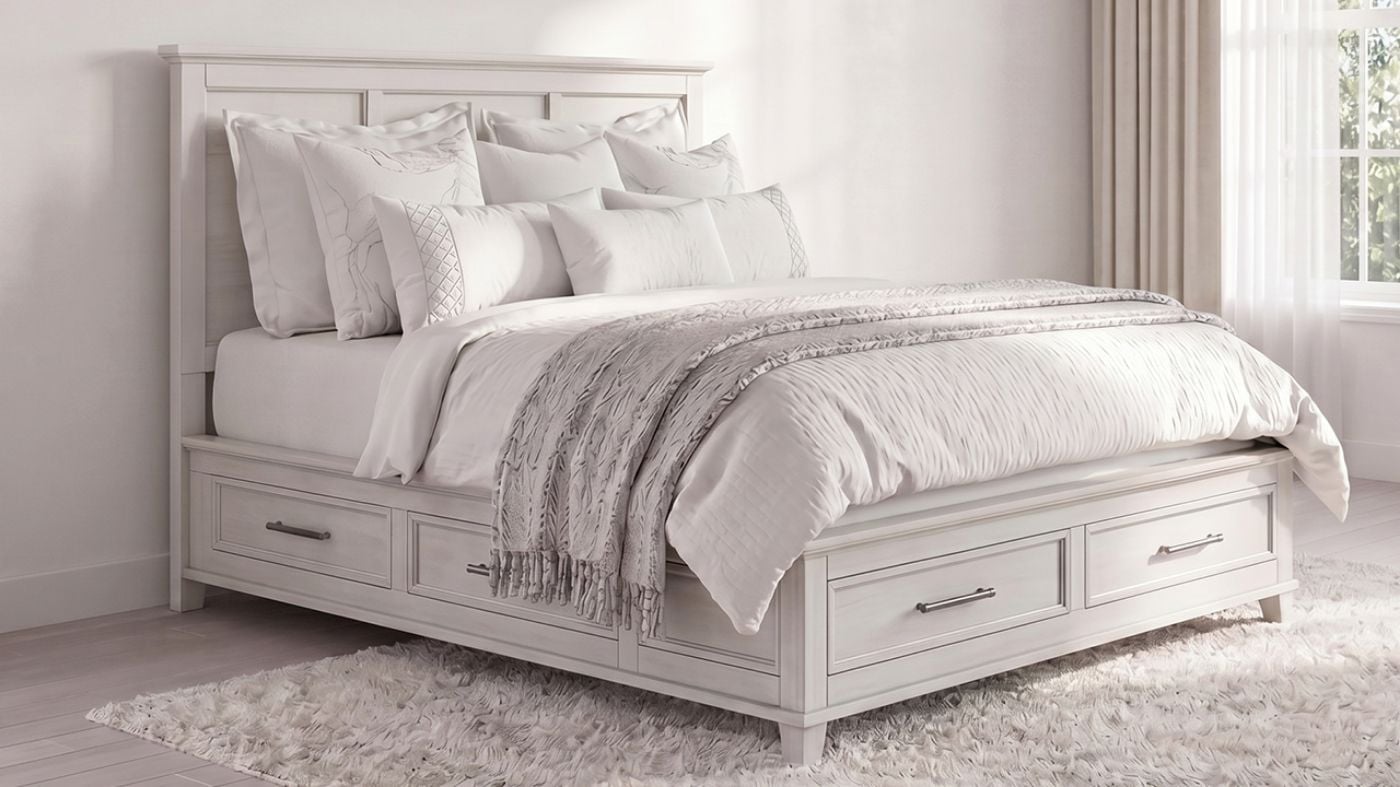 Picture of Canterbury Queen Storage Bed - White