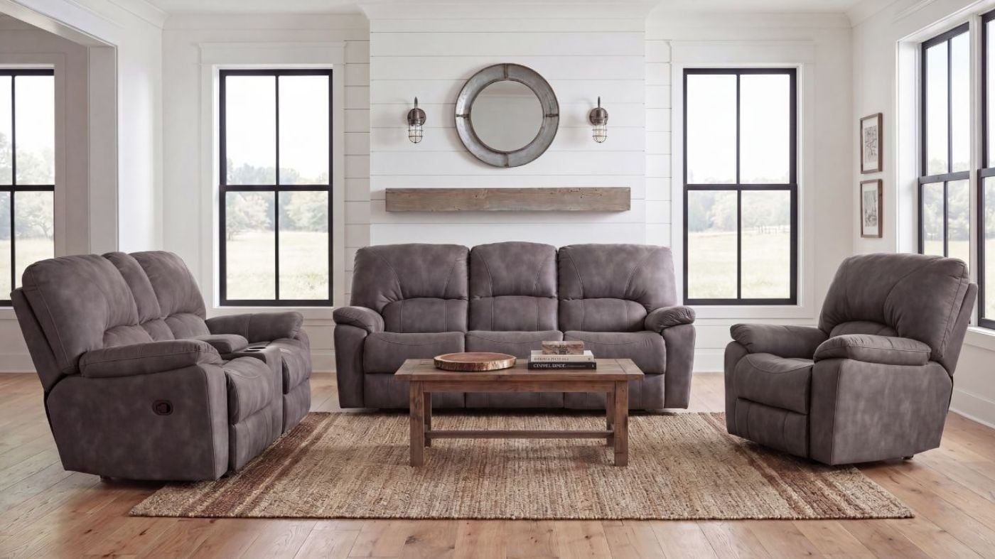 Picture of Rhino Reclining Sofa Set - Pewter