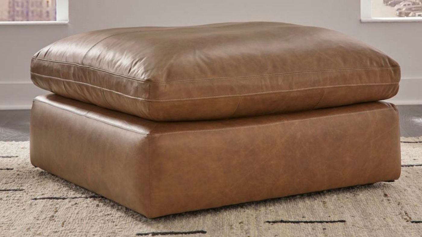 Picture of Emilia Leather Ottoman - Brown