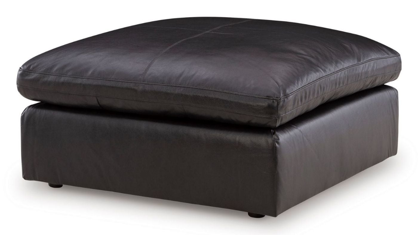 Picture of Emilia Leather Ottoman - Black