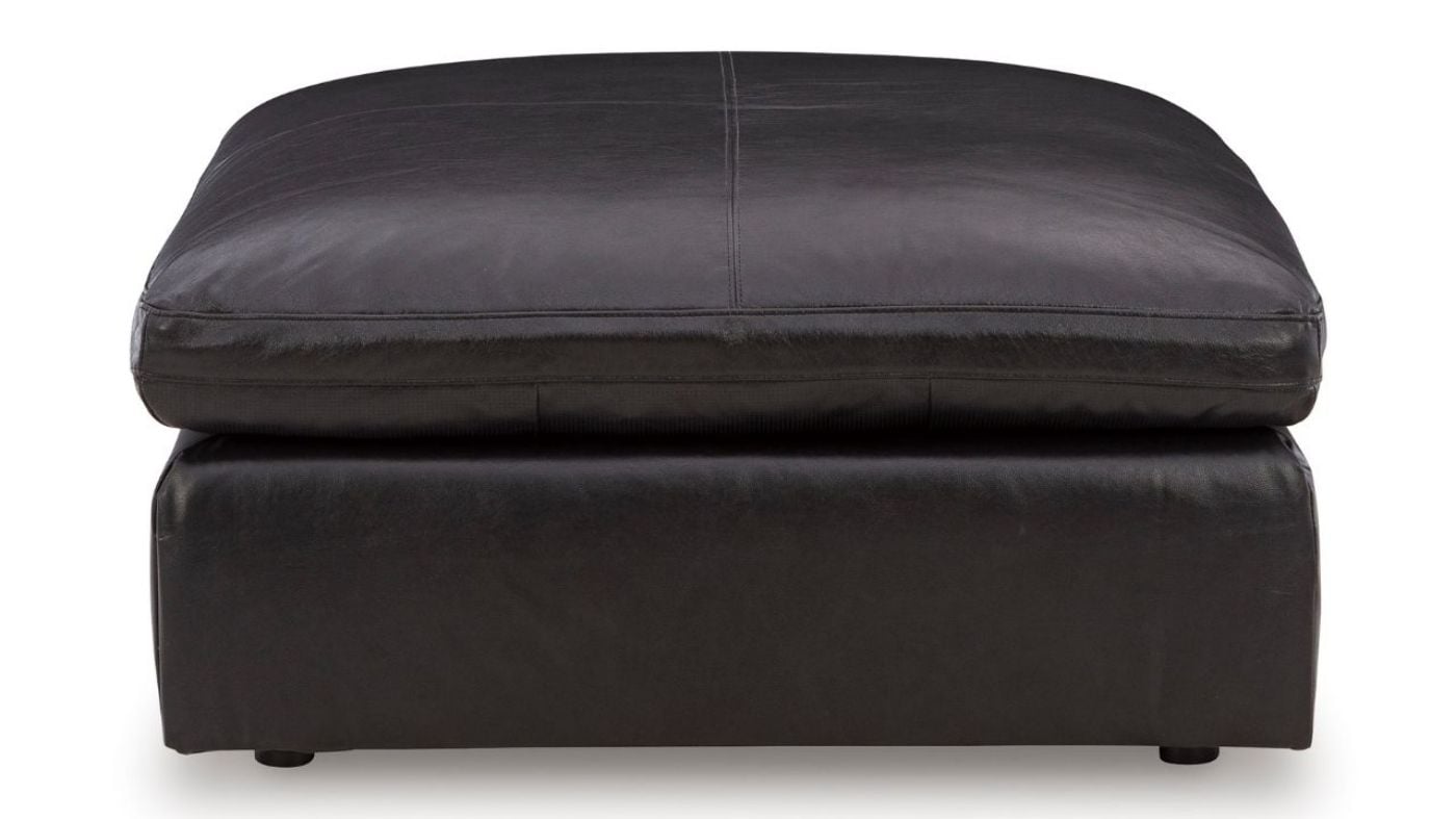 Picture of Emilia Leather Ottoman - Black