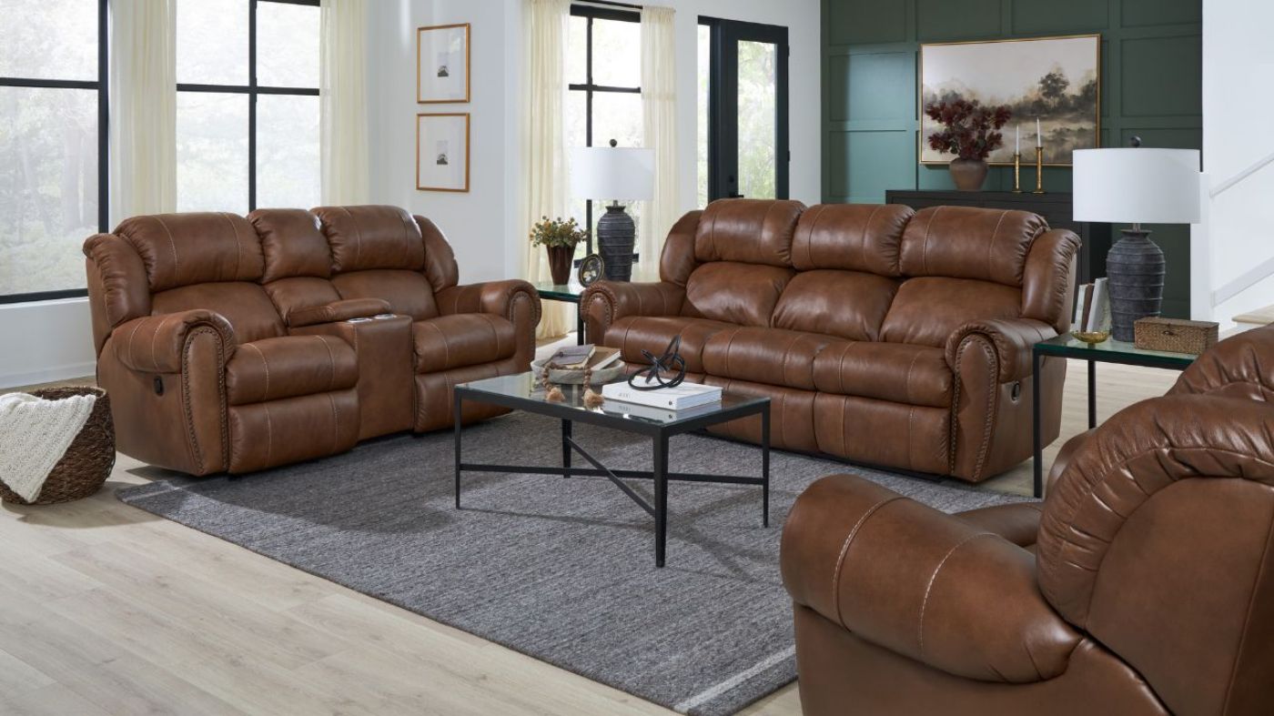 Picture of Laredo Power Leather Sofa Set - Brown