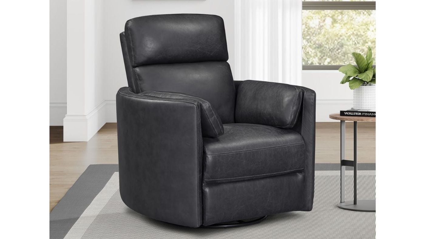 Picture of Radius Power Leather Swivel Glider Recliner - Slate