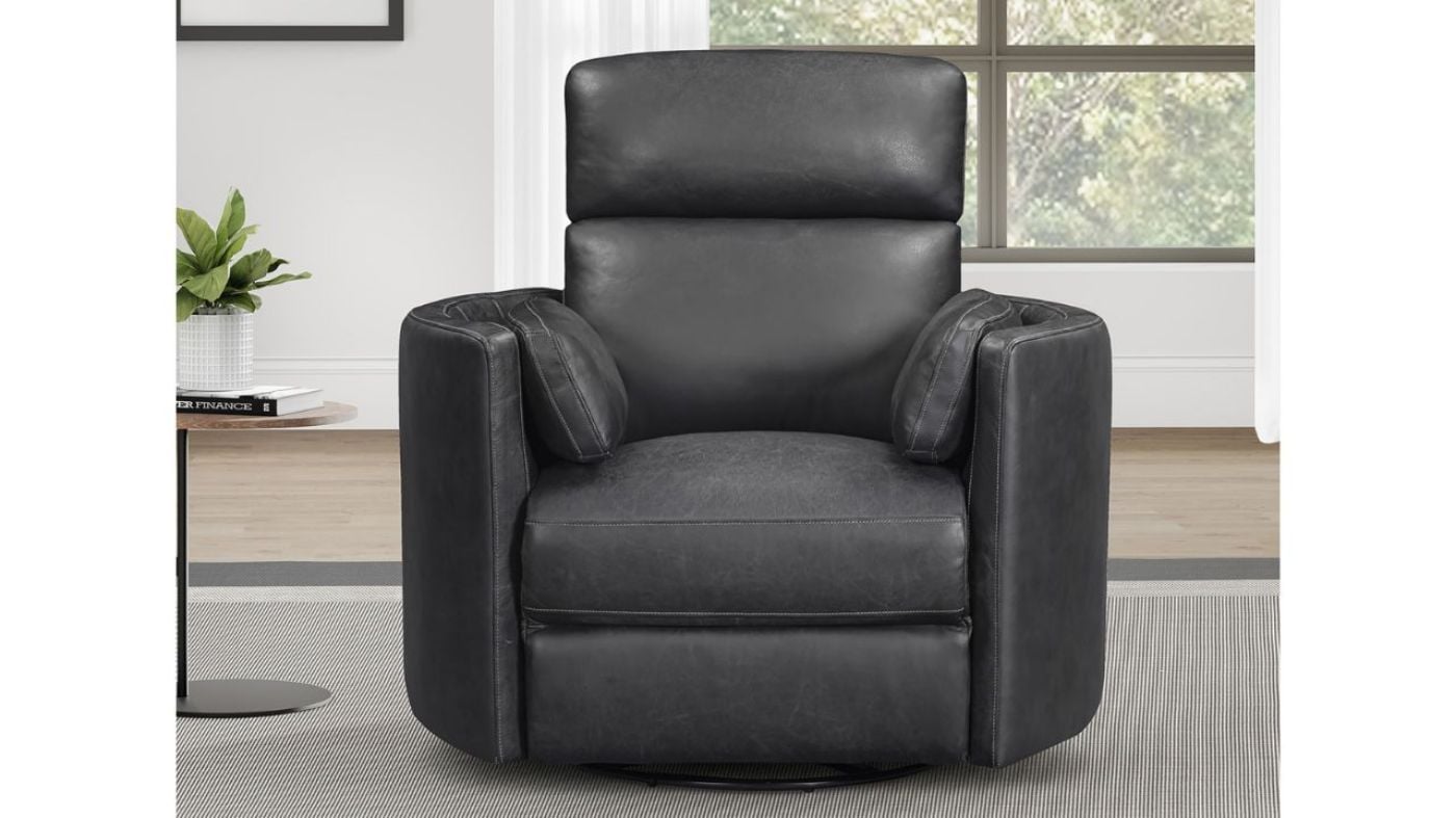 Picture of Radius Power Leather Swivel Glider Recliner - Slate