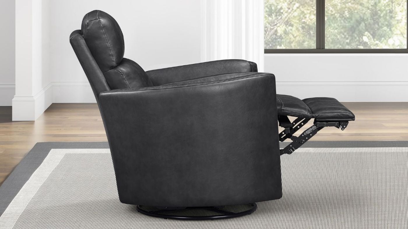Picture of Radius Power Leather Swivel Glider Recliner - Slate