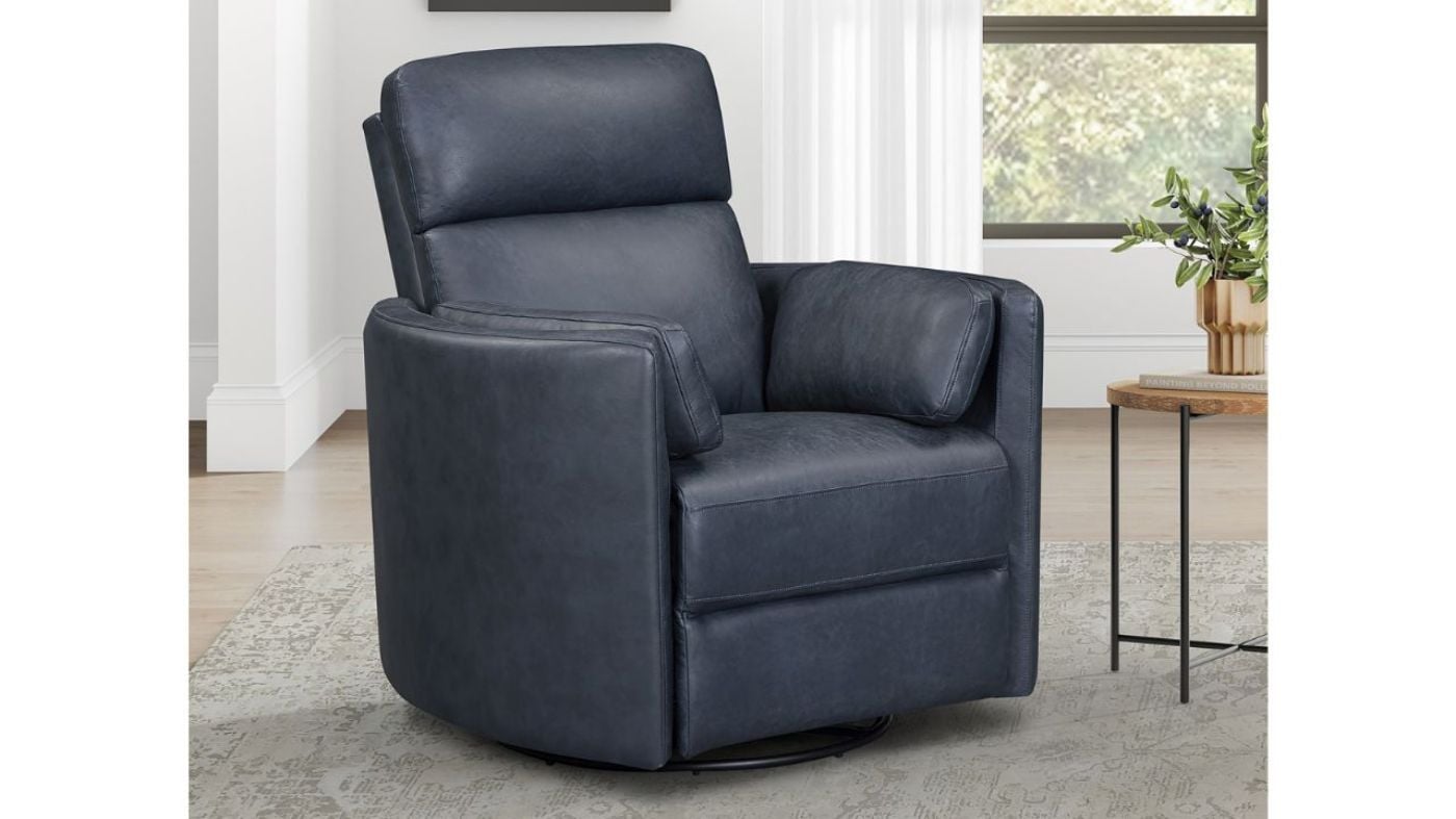 Picture of Radius Power Leather Swivel Glider Recliner - Navy