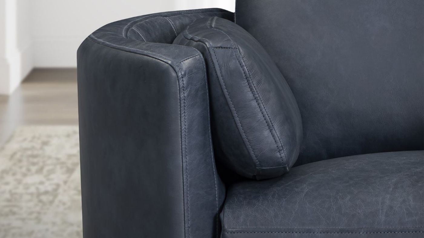 Picture of Radius Power Leather Swivel Glider Recliner - Navy