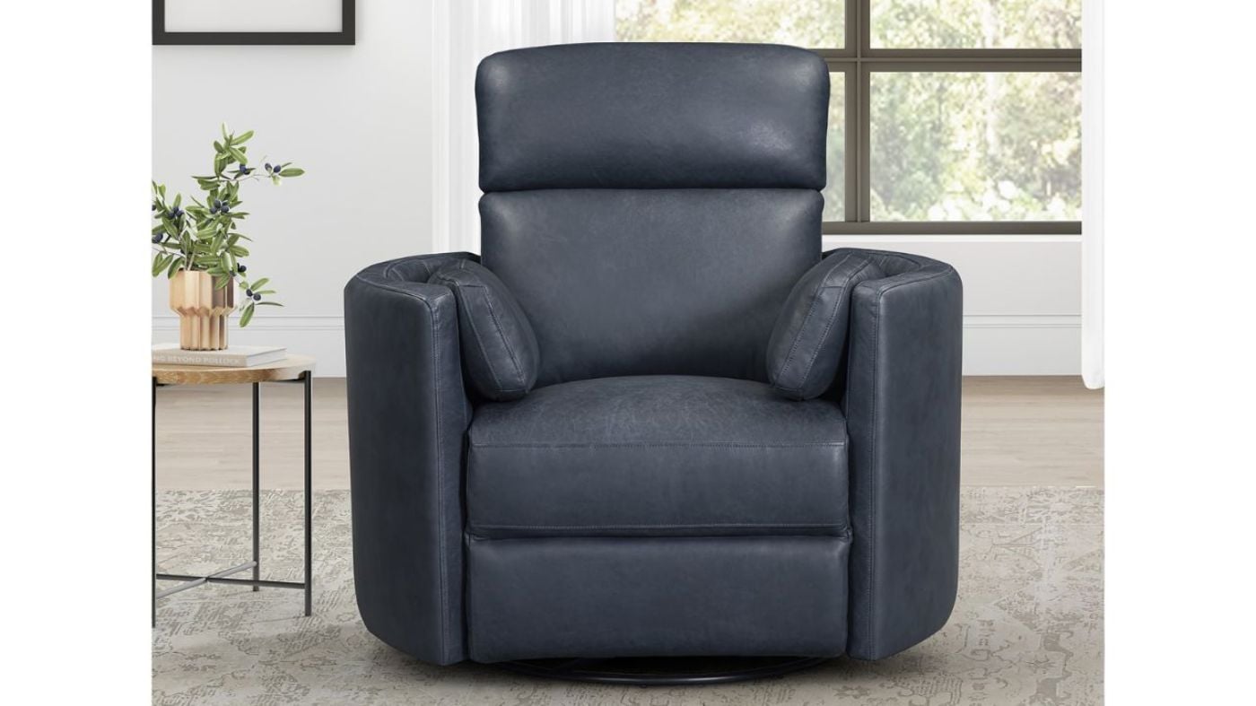 Picture of Radius Power Leather Swivel Glider Recliner - Navy
