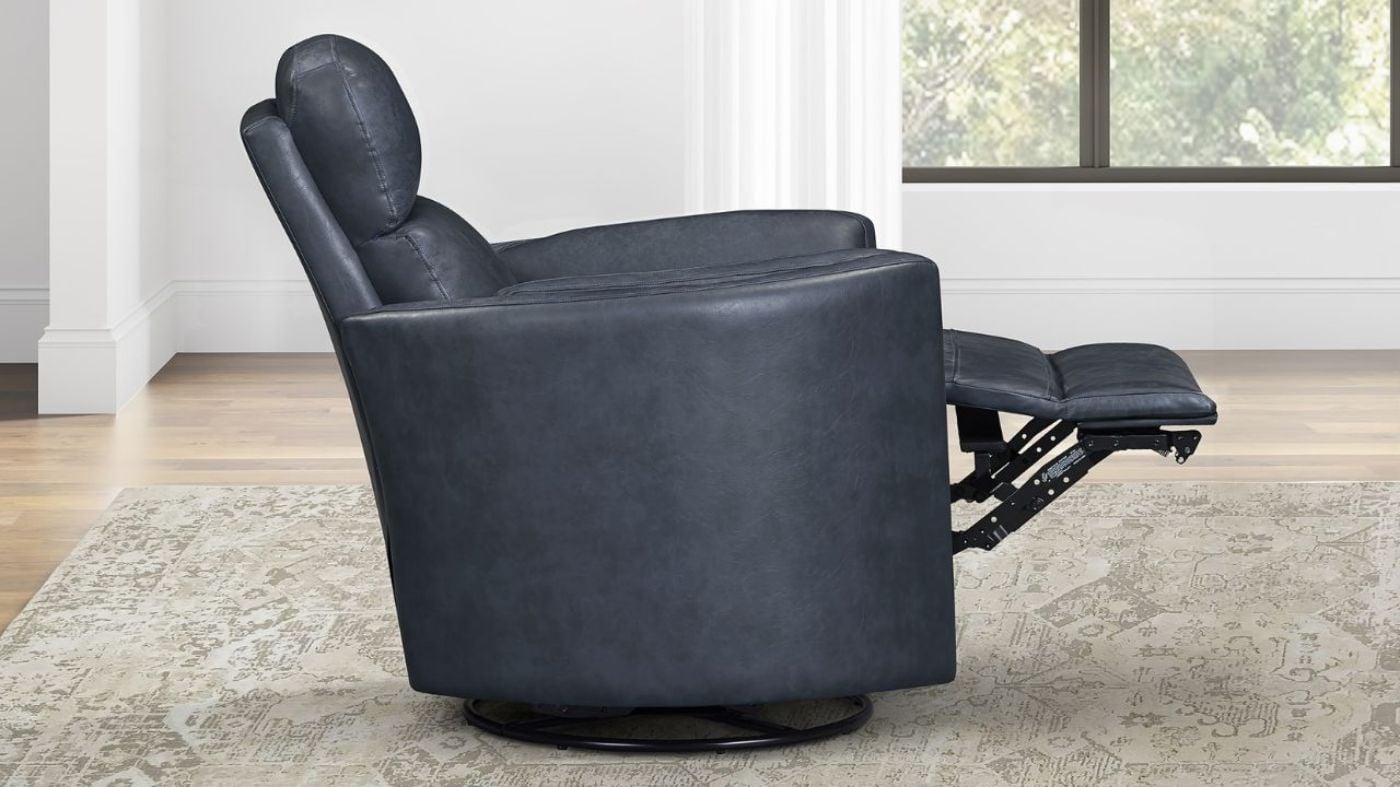 Picture of Radius Power Leather Swivel Glider Recliner - Navy