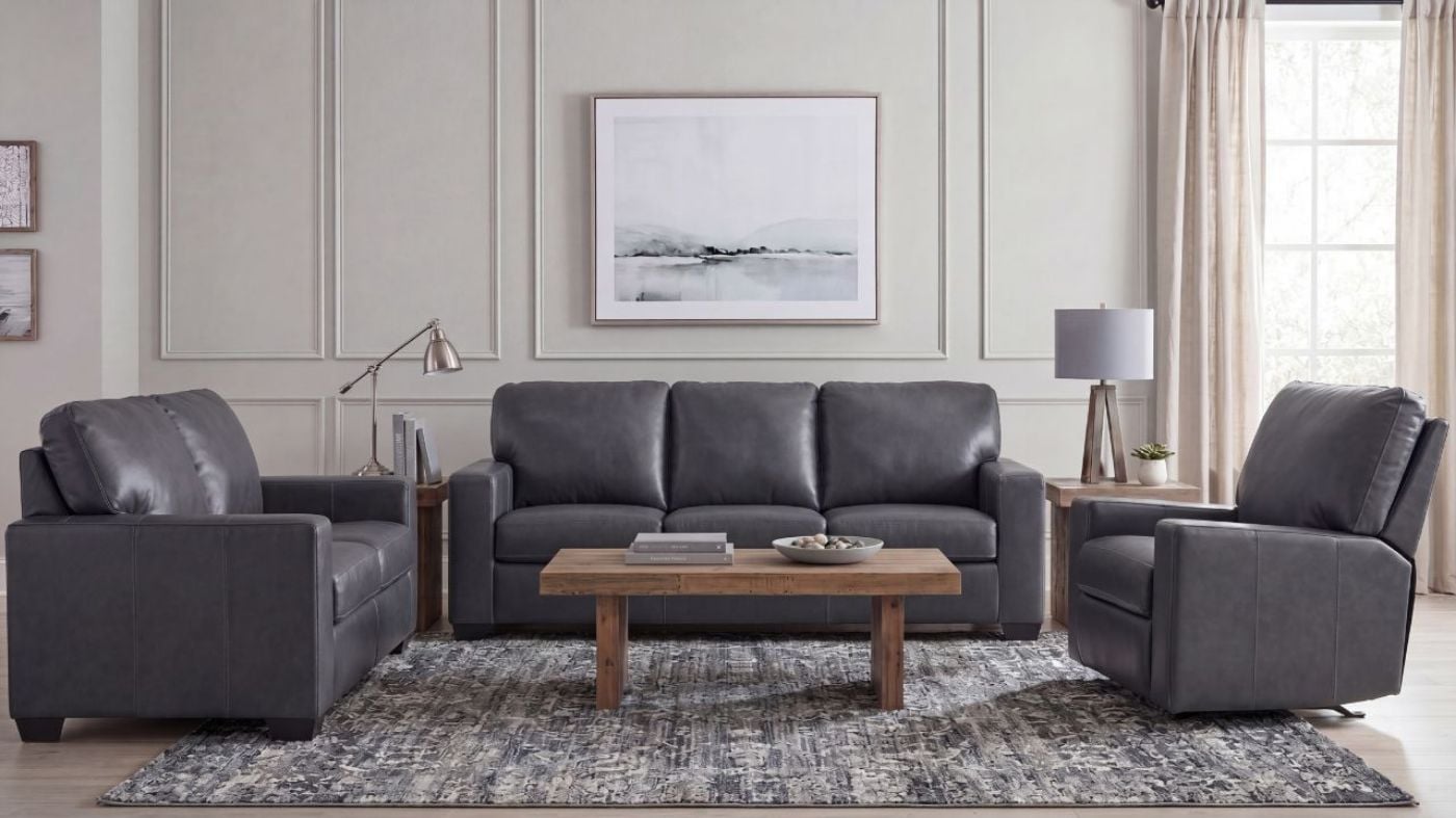 Picture of Bolsena Leather Sofa Set - Gray