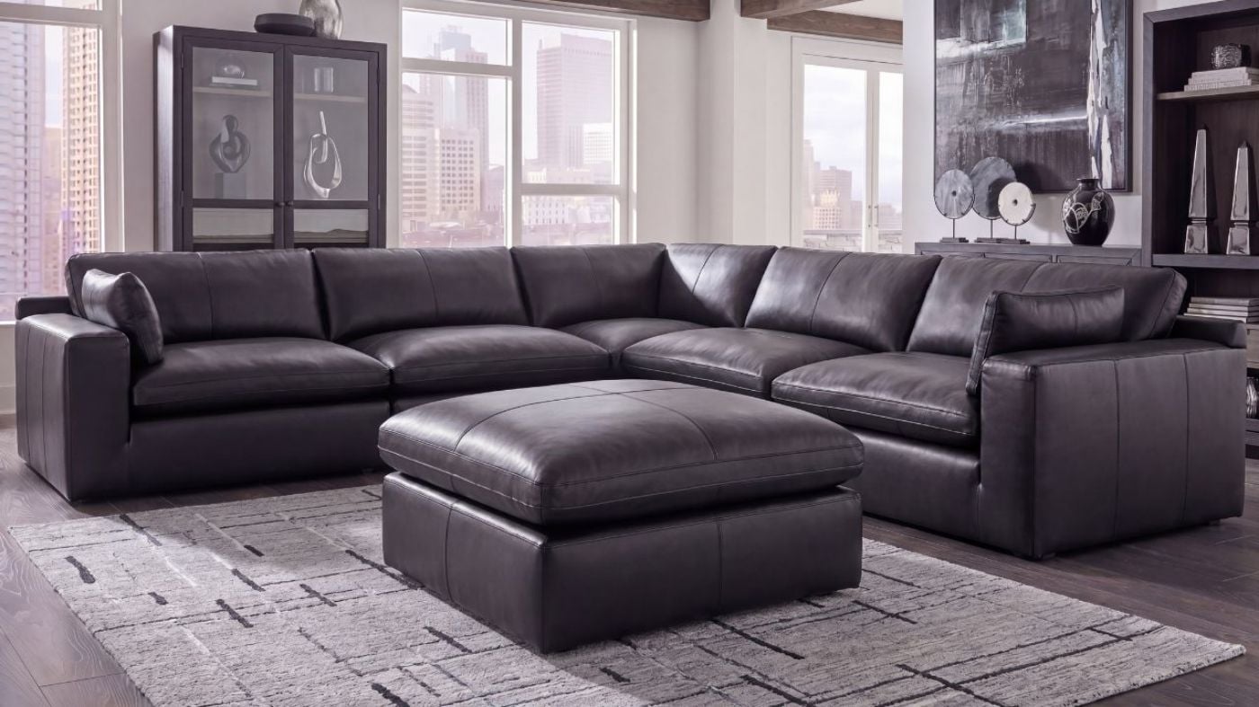 Picture of Emilia Leather Sectional - Black