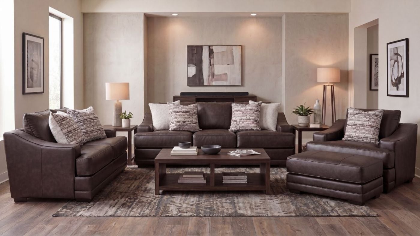 Picture of Duvall Sofa Set - Brown