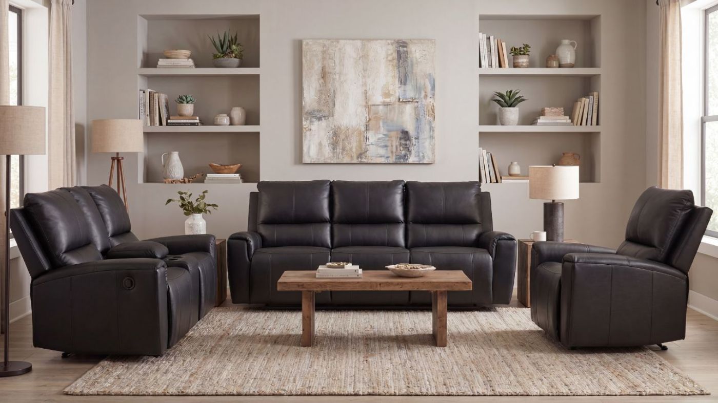 Picture of Glossmore Leather Reclining Sofa Set