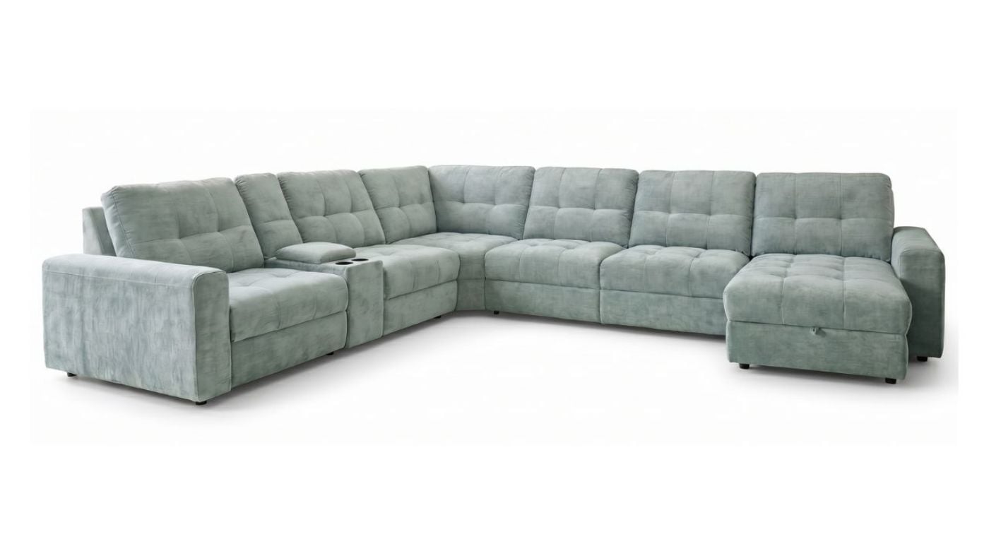 Picture of Lucie Power Slider Sectional - Blue