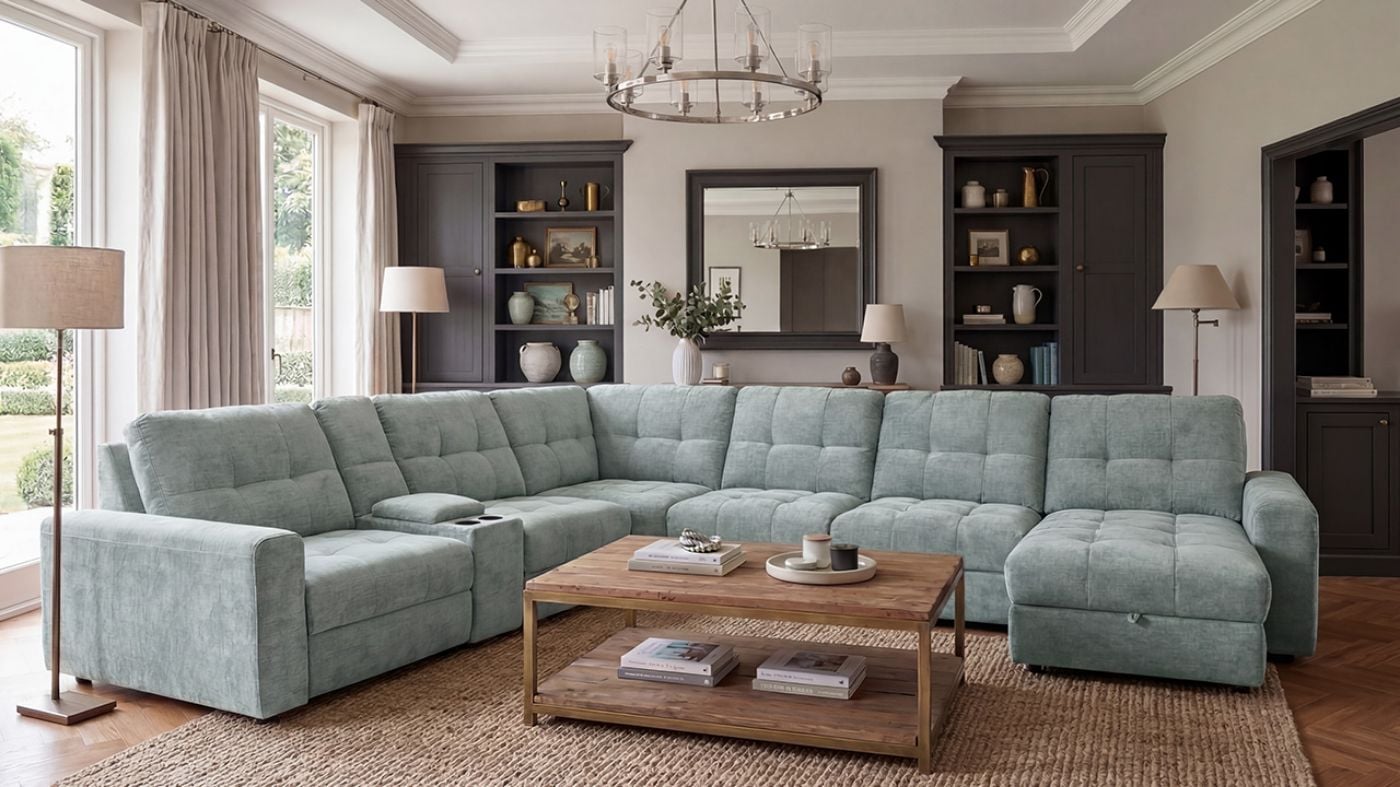 Picture of Lucie Power Slider Sectional - Blue