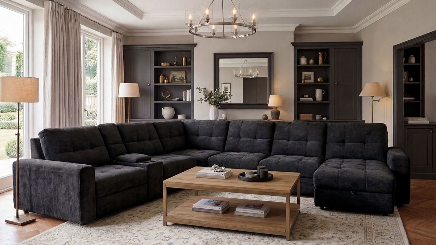 Picture of Lucie Power Slider Sectional - Black