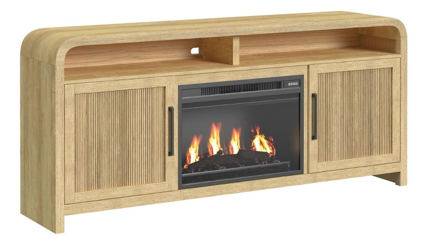 Picture of Ridgemont 70" TV Stand with Fireplace - Natural