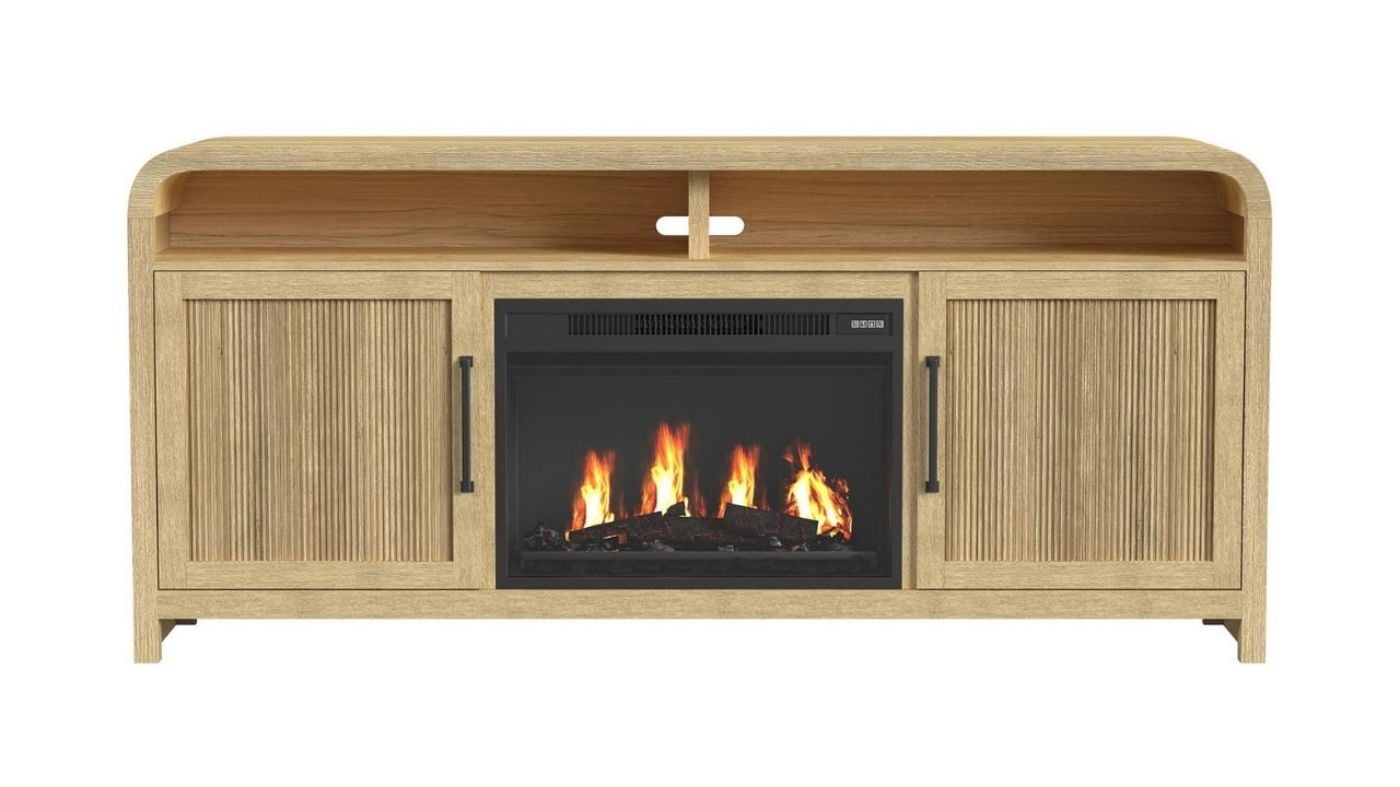 Picture of Ridgemont 70" TV Stand with Fireplace - Natural