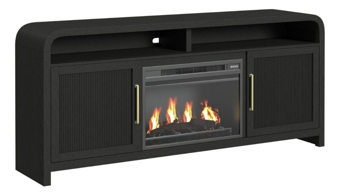 Picture of Ridgemont 70" TV Stand with Fireplace - Black
