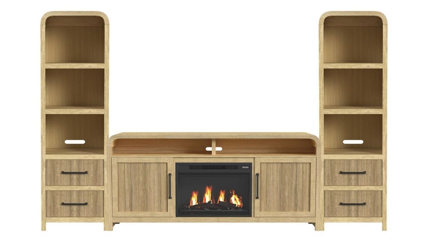 Picture of Ridgemont 70" Entertainment Center with Fireplace - Natural