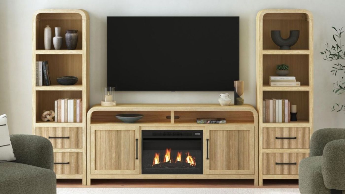 Picture of Ridgemont 70" Entertainment Center with Fireplace - Natural