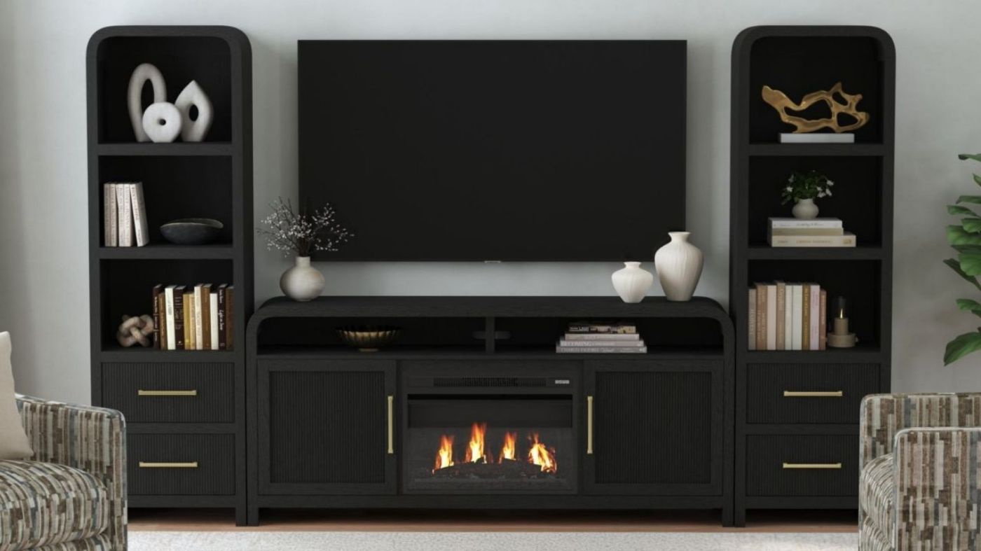 Picture of Ridgemont 70" Entertainment Center with Fireplace - Black