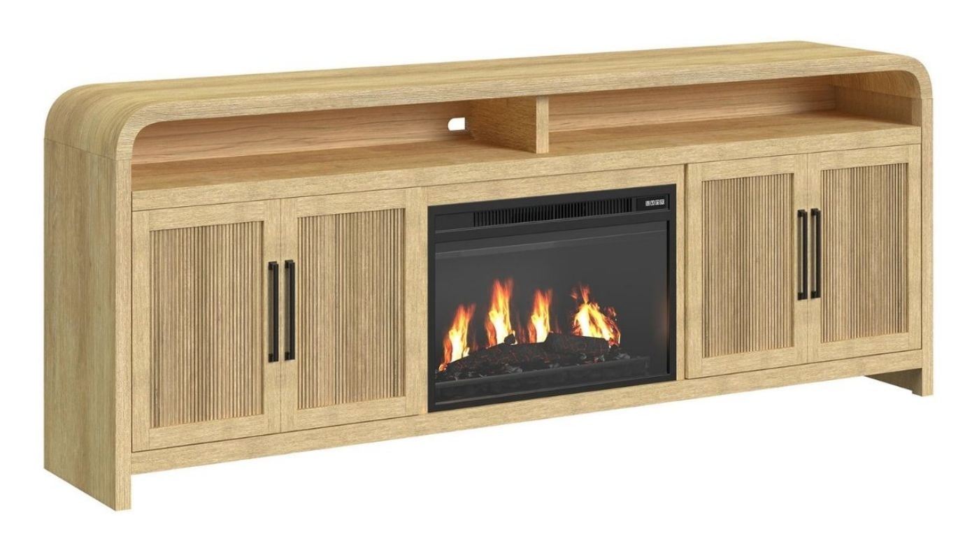 Picture of Ridgemont 82" TV Stand with Fireplace - Natural