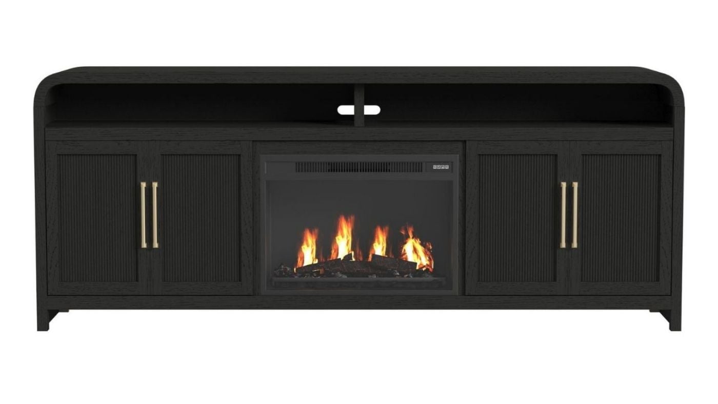 Picture of Ridgemont 82" TV Stand with Fireplace - Black