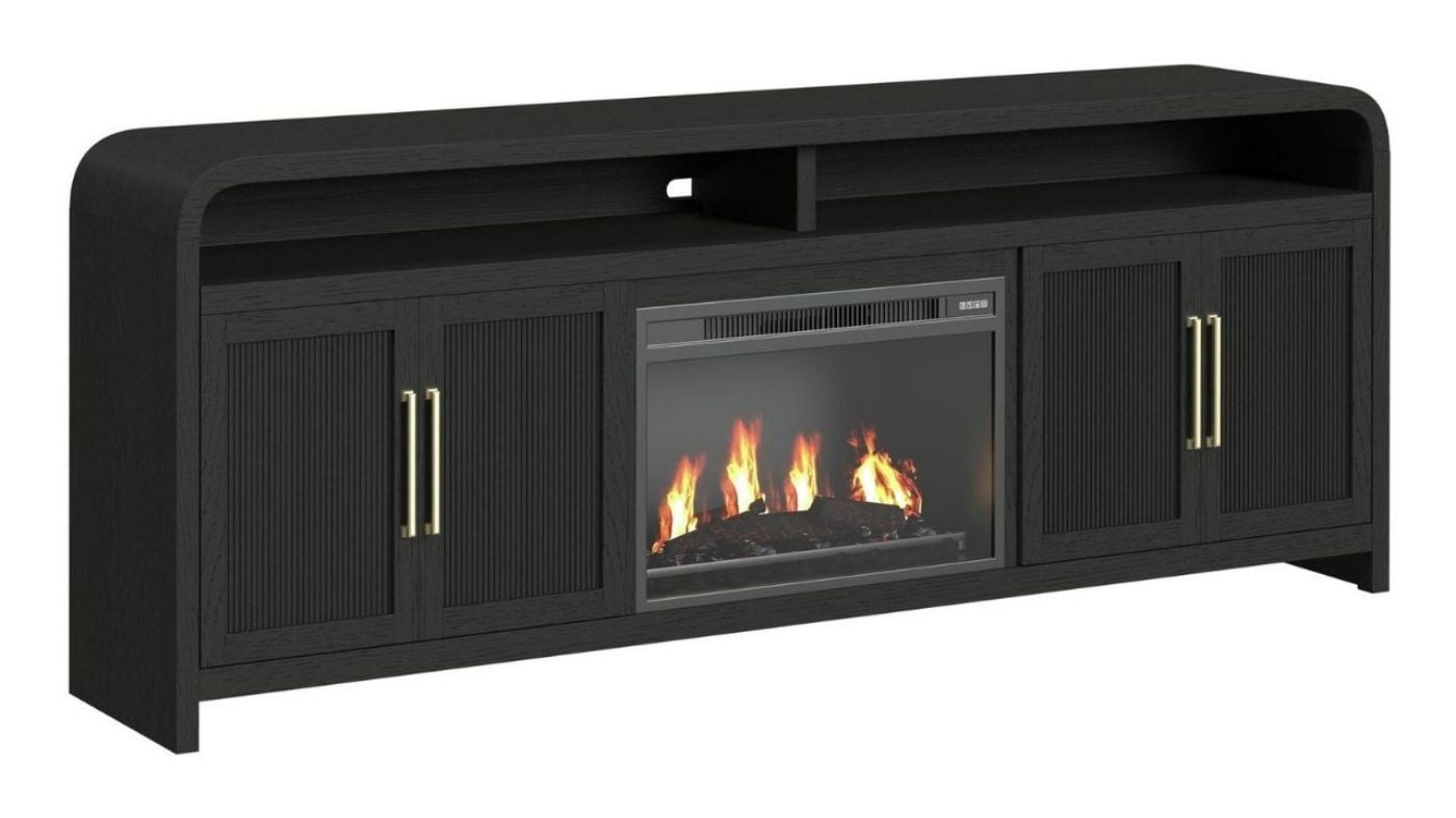 Picture of Ridgemont 82" TV Stand with Fireplace - Black