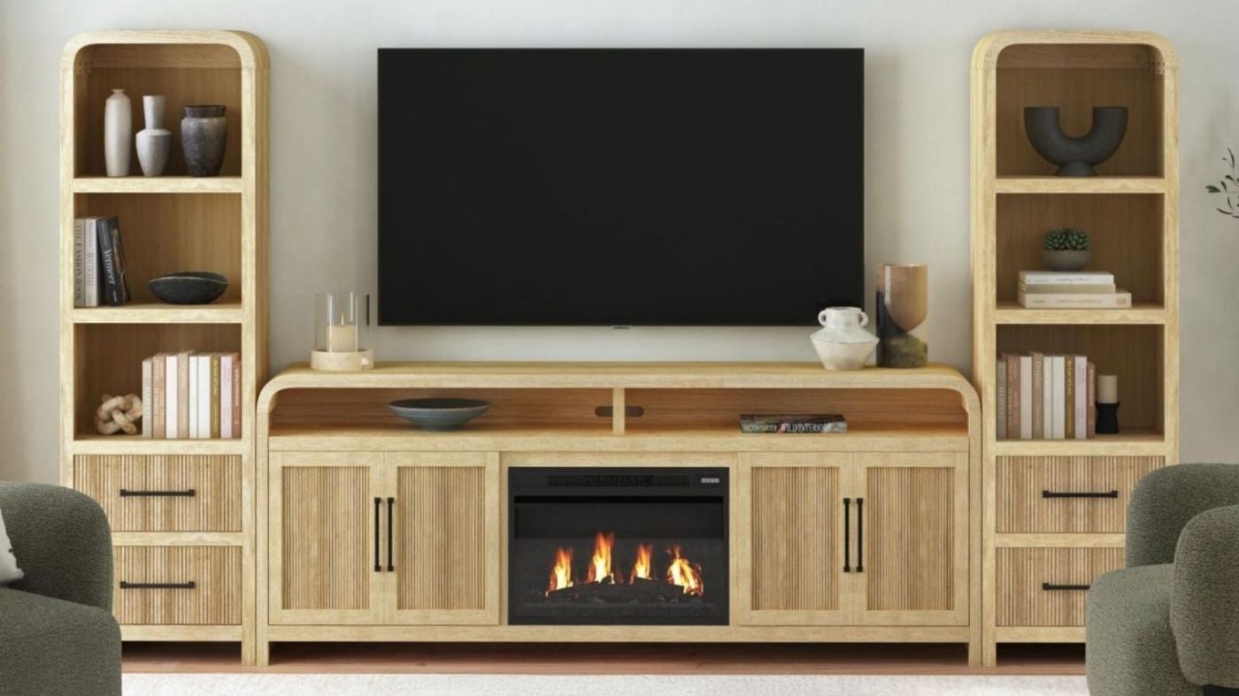 Picture of Ridgemont 82" Entertainment Center with Fireplace - Natural