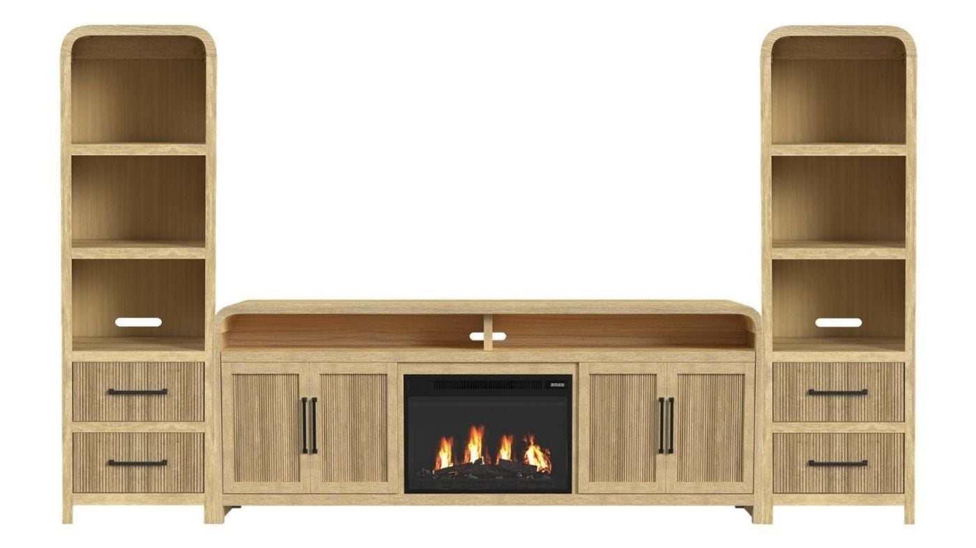 Picture of Ridgemont 82" Entertainment Center with Fireplace - Natural