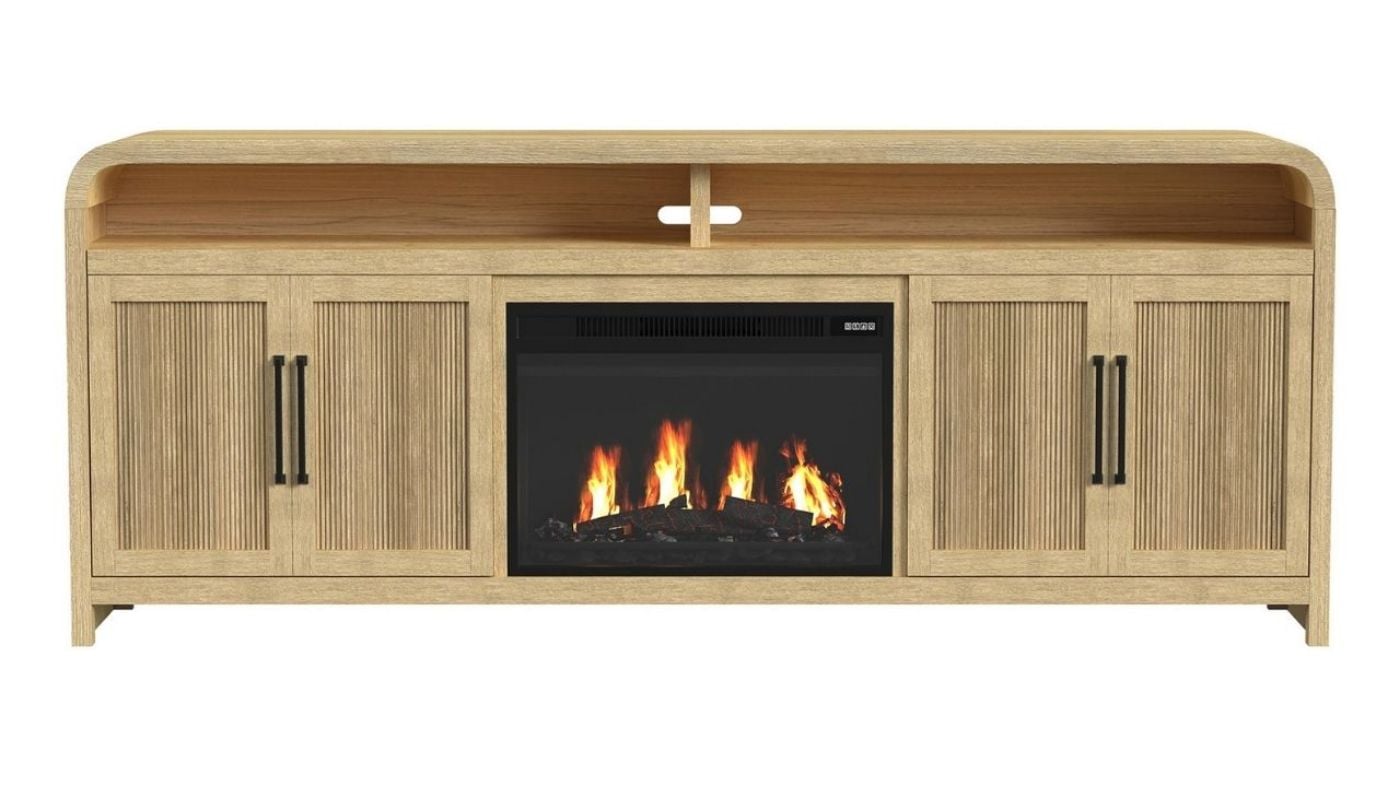 Picture of Ridgemont 82" Entertainment Center with Fireplace - Natural