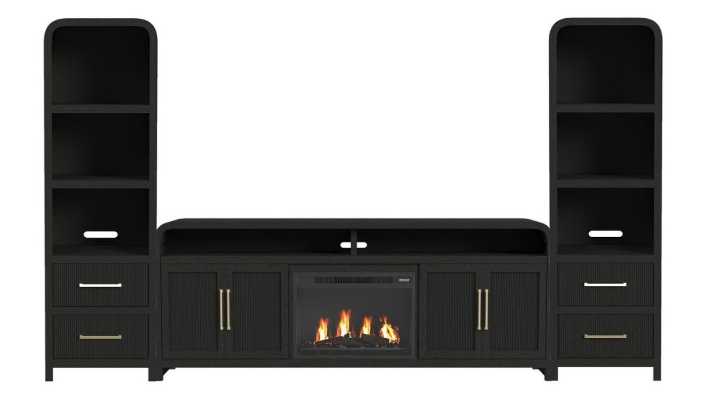 Picture of Ridgemont 82" Entertainment Center with Fireplace - Black