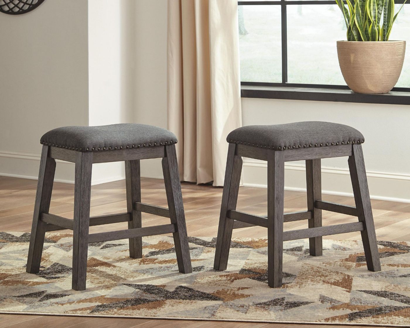 Picture of Caitbrook Upholstered Stool (Set of 2) - Dark Gray