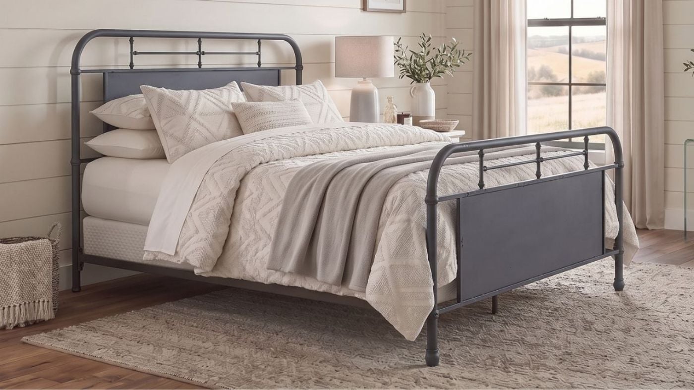 Picture of Vintage Queen Metal Bed - Navy