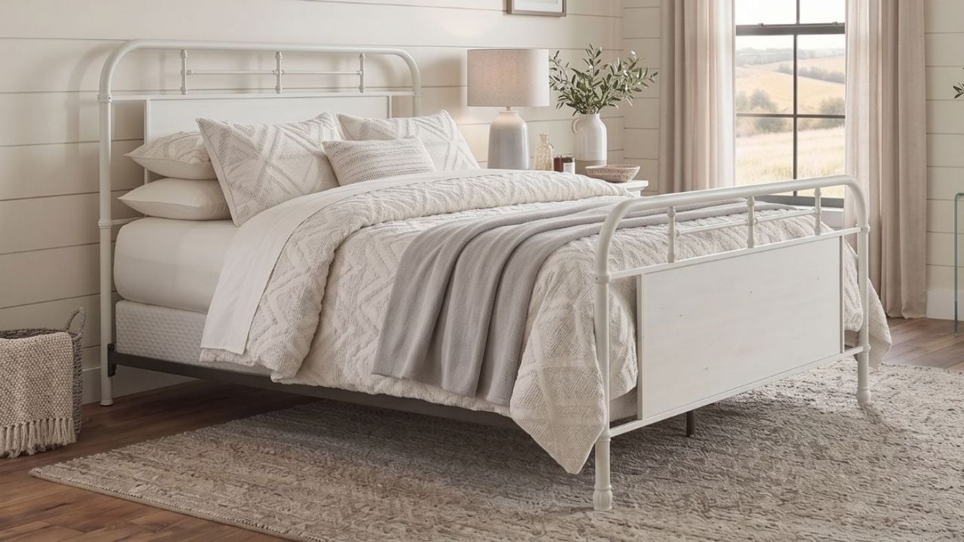 Picture of Vintage Full Metal Bed - White