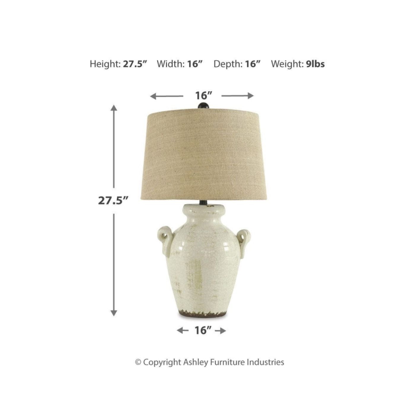 Picture of Emelda Ceramic Table Lamp - Cream