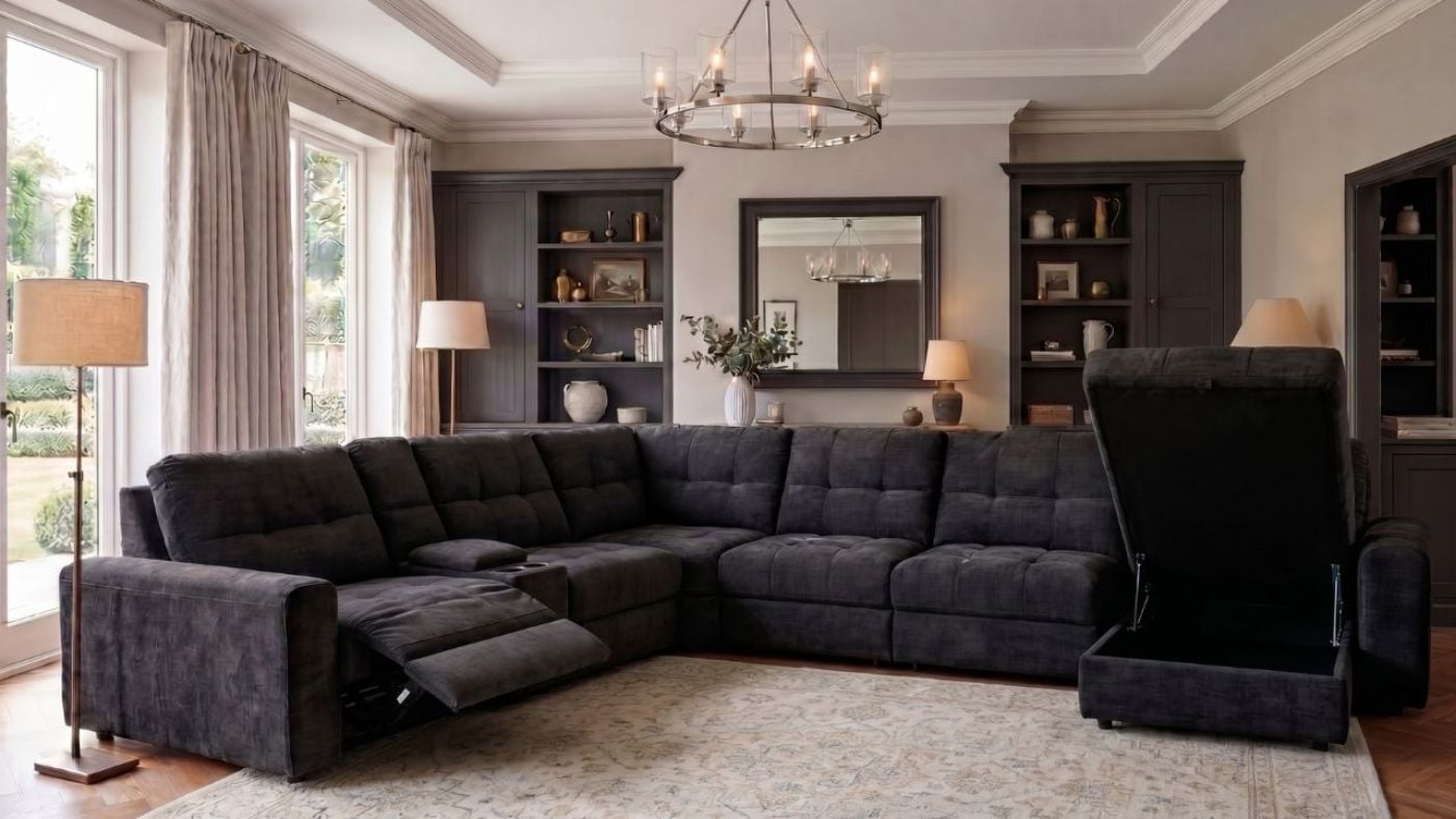 Picture of Lucie Power Slider Sectional - Black