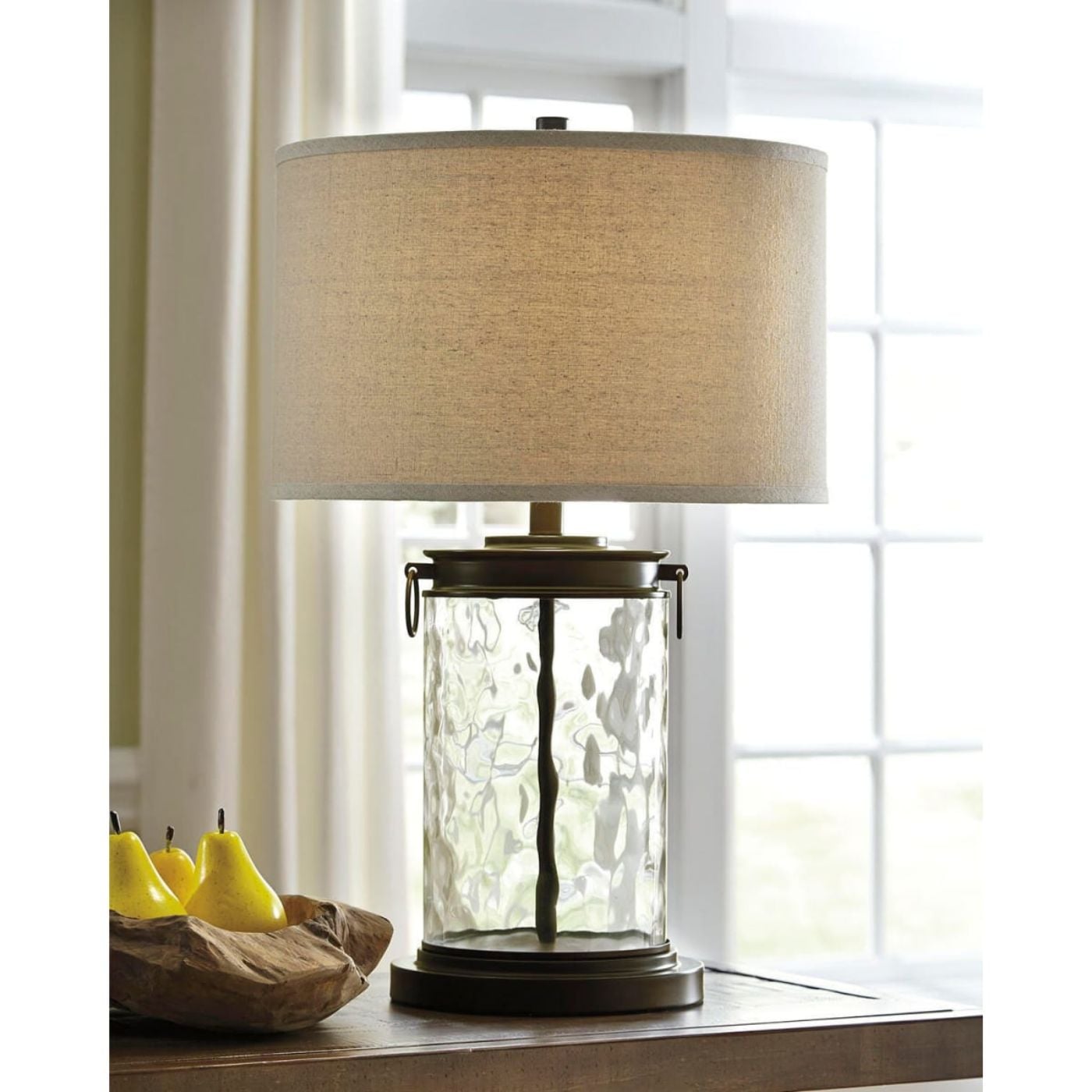 Picture of Tailynn Glass Table Lamp - Clear Bronze Fin