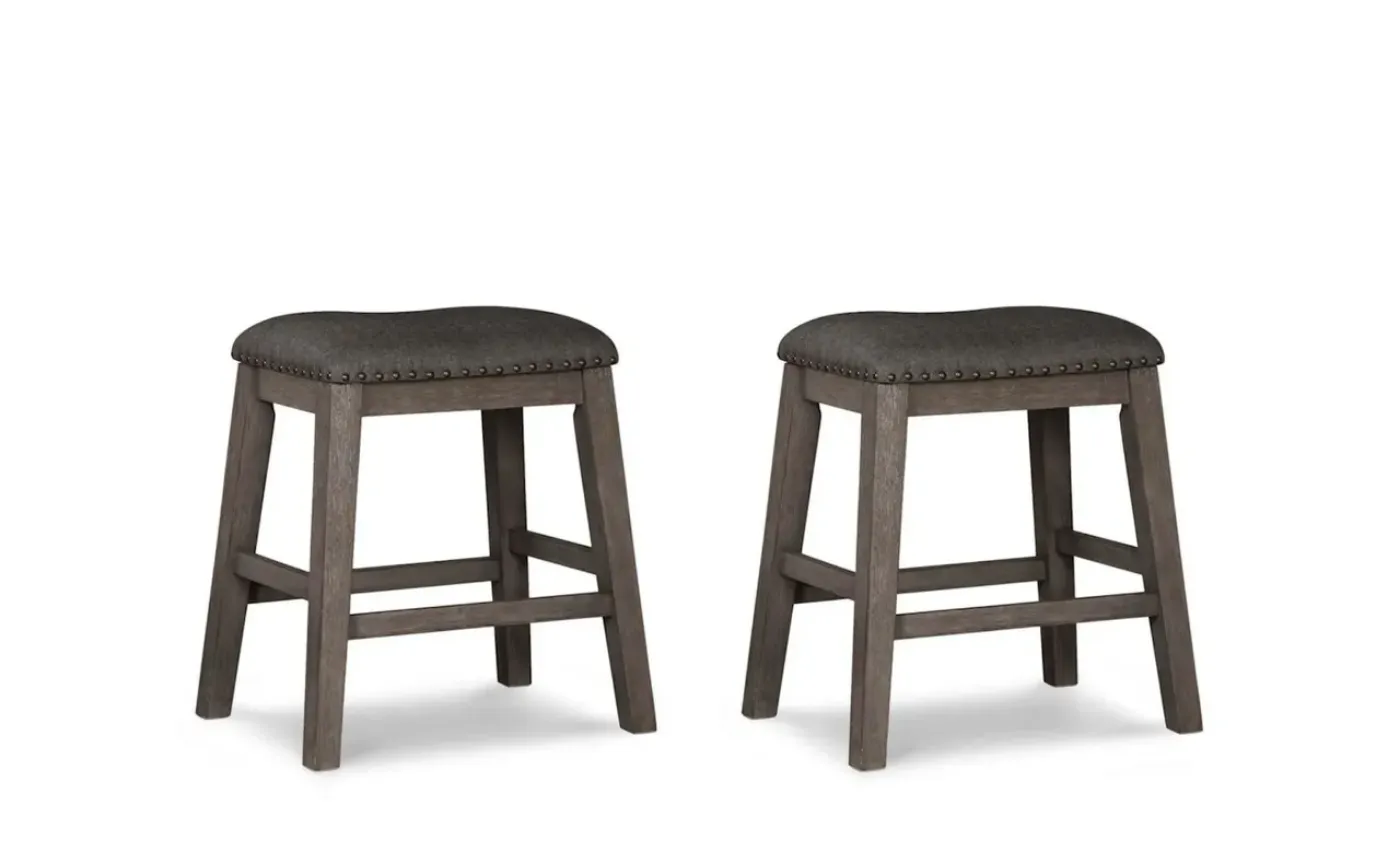 Picture of Caitbrook Upholstered Stool (set Of 2) - Dark Gray